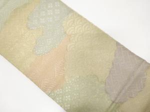 アンティーク 雲取りに古典柄模様織り出し袋帯(着用可)